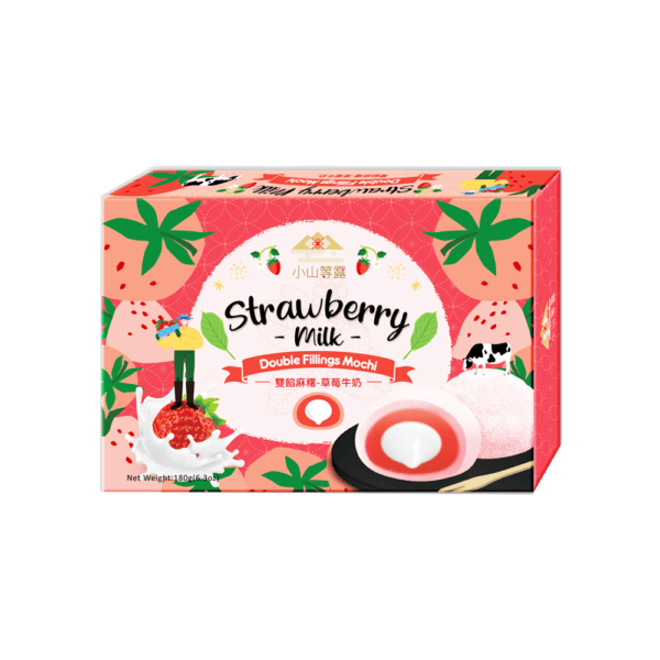 Hill-Souvenir - Mochi Double Filling Strawberry Cream 24x180g